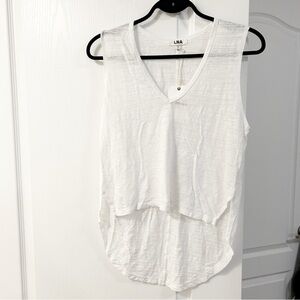 REVOLVE LNA White Sleeveless Tank Top High low hem heathered burnout Cropped XS